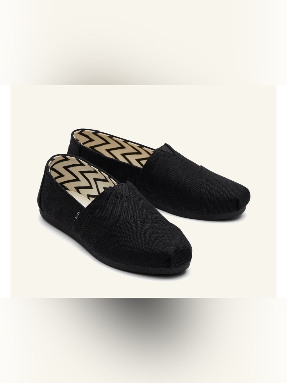 Toms Black Slip-On Canvas Shoes Size 5.5 Wide
